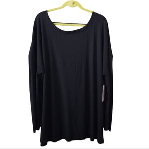 SWIMSUITS for All Cover-up Size 22/24 Black Ribbed Long Sleeves Pullover NWT